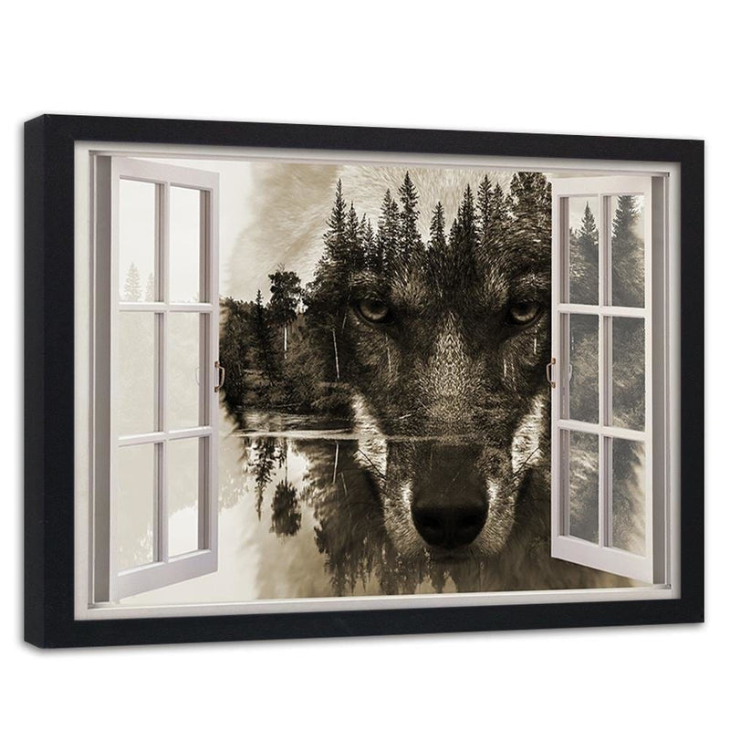 Glezna melnā rāmī - Window To The Wolf  Home Trends