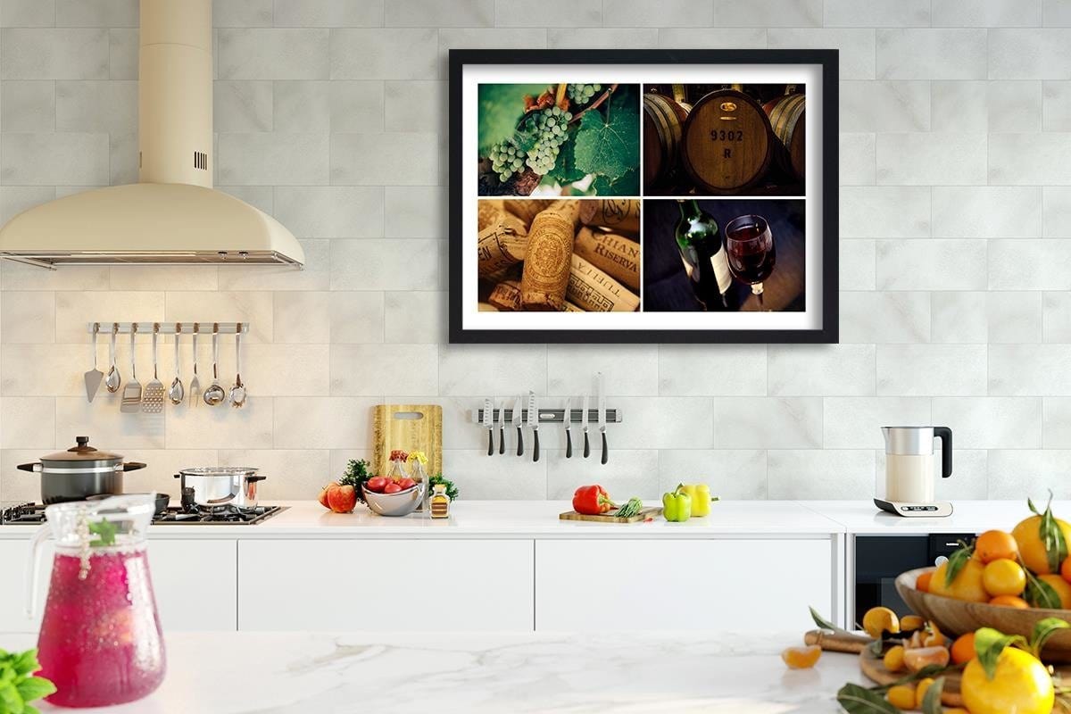 Glezna melnā rāmī - Wine And Grapes  Home Trends