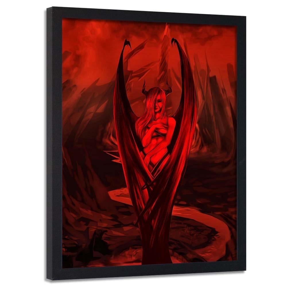 Glezna melnā rāmī - Woman Bat  Home Trends