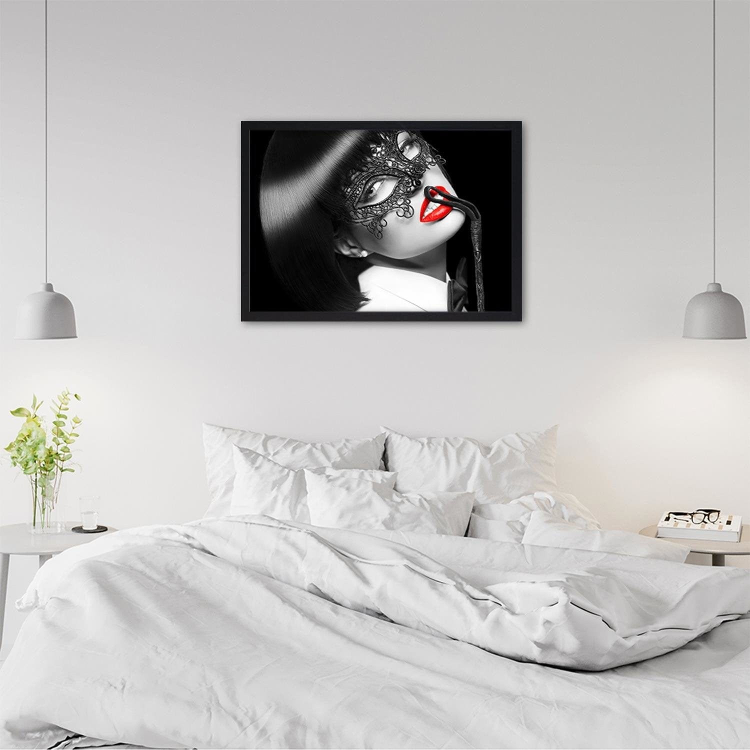 Glezna melnā rāmī - Woman In The Mask  Home Trends