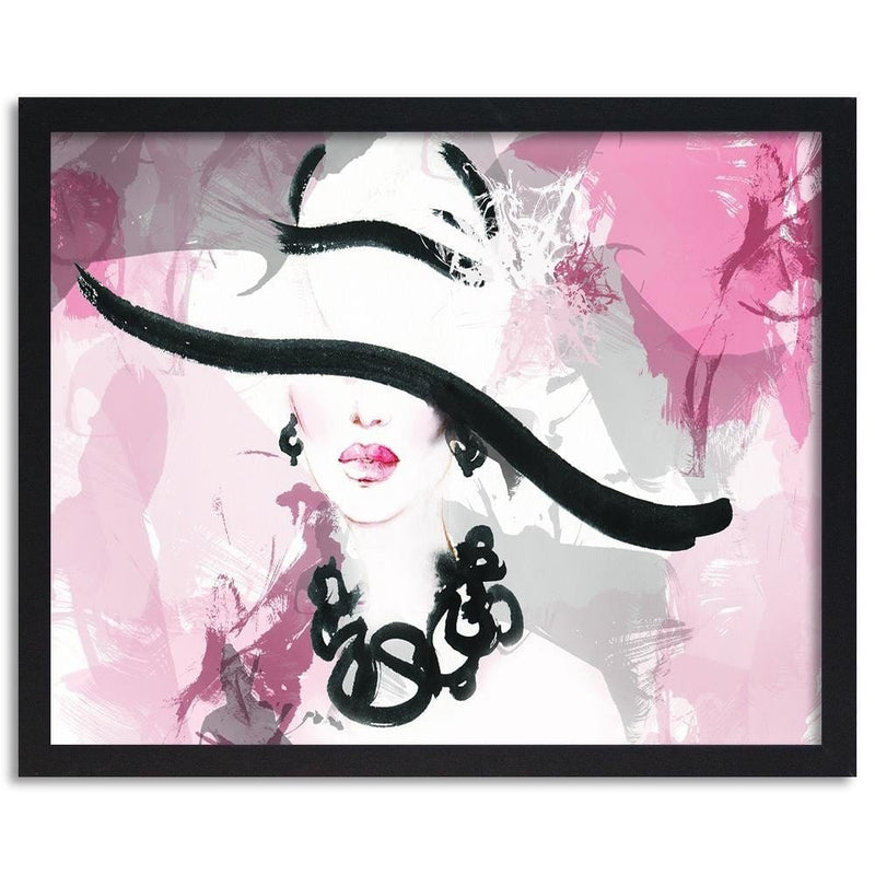 Glezna melnā rāmī - Woman Pink Abstraction  Home Trends