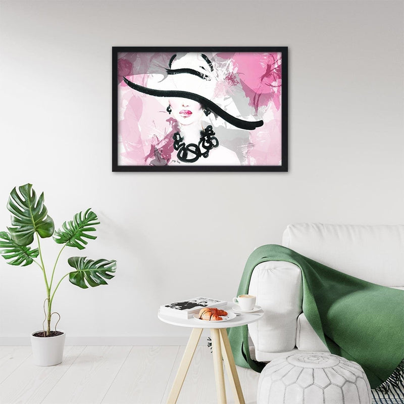 Glezna melnā rāmī - Woman Pink Abstraction  Home Trends
