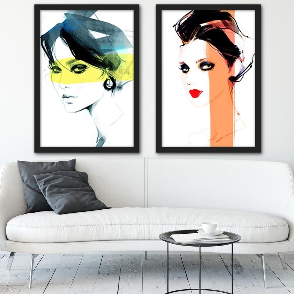 Glezna melnā rāmī - Woman Watercolour  Home Trends
