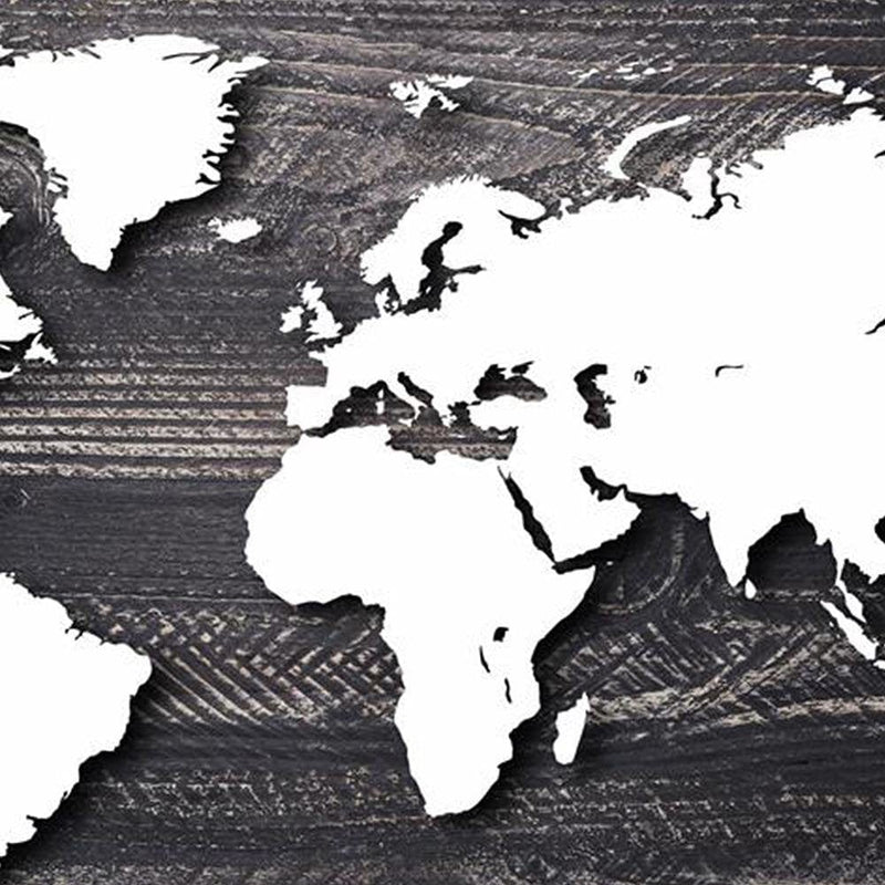 Glezna melnā rāmī - World Map On A Gray Wood  Home Trends