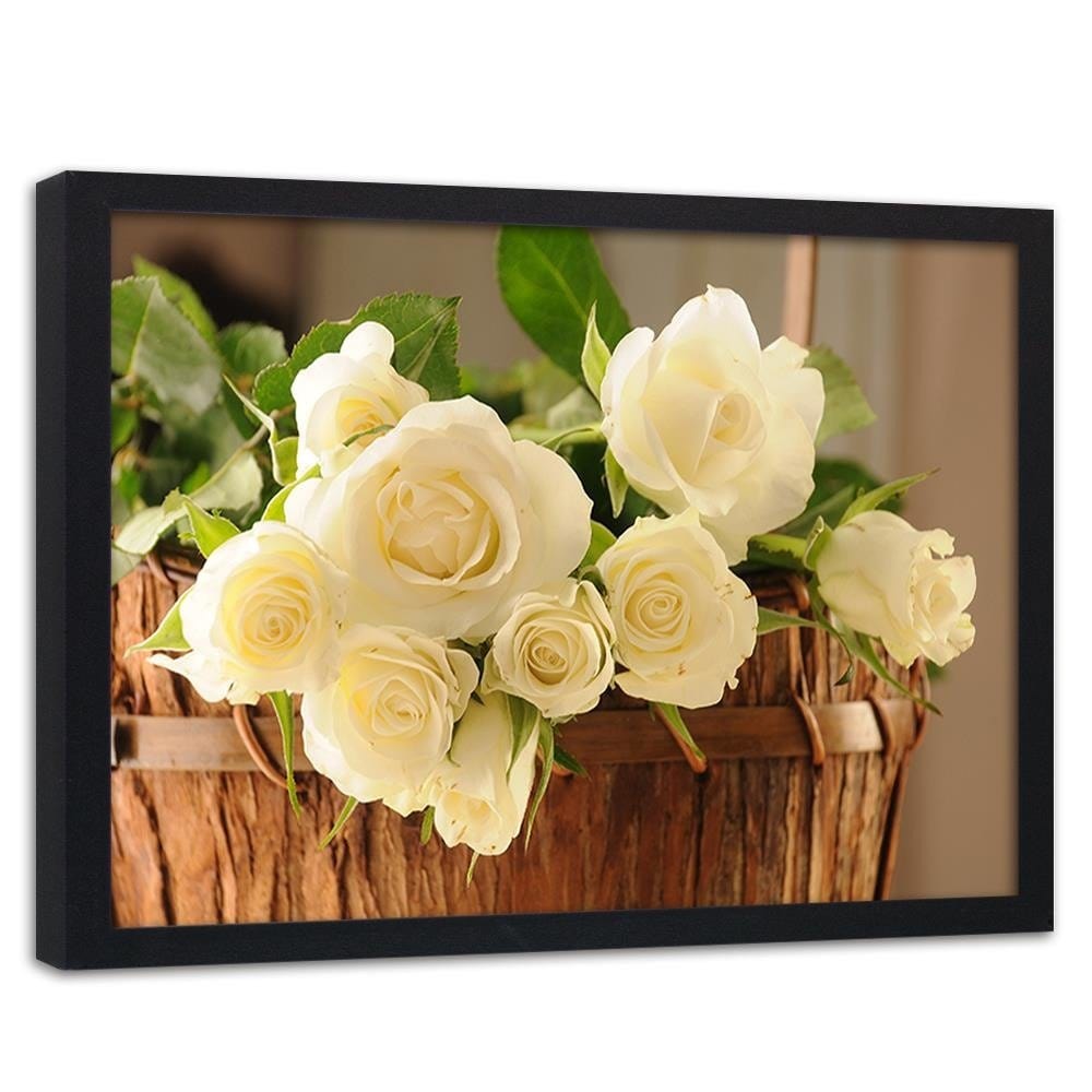 Glezna melnā rāmī - Yellow Flowers In The Basket  Home Trends