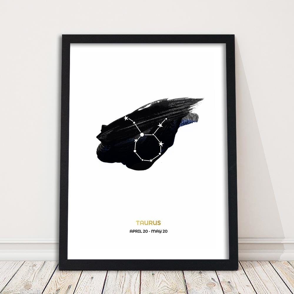 Glezna melnā rāmī - Zodiac Sign Taurus  Home Trends