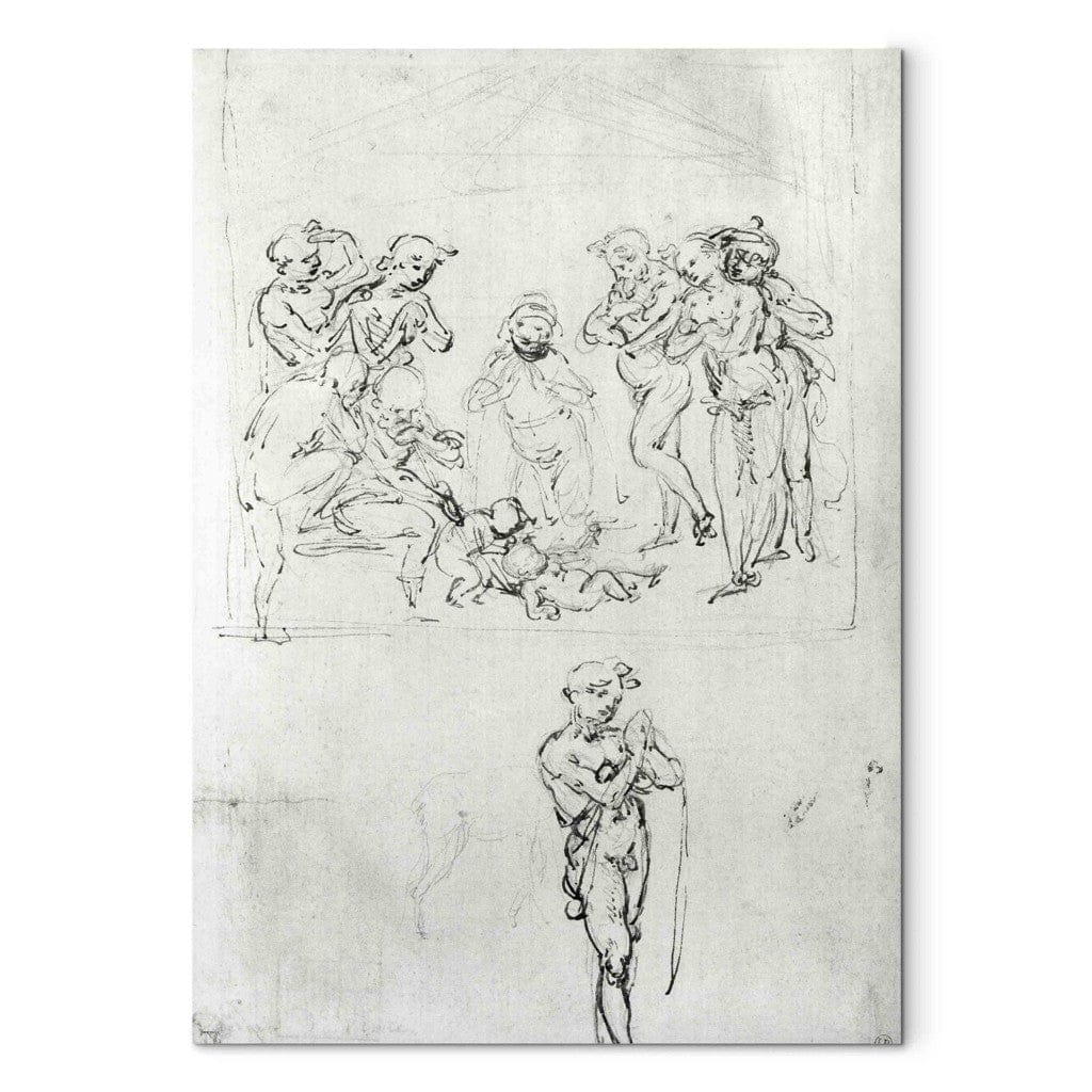 Gleznas reprodukcija - Leonardo da Vinci - Figural Studies for the Adoration of the Magi G-ART