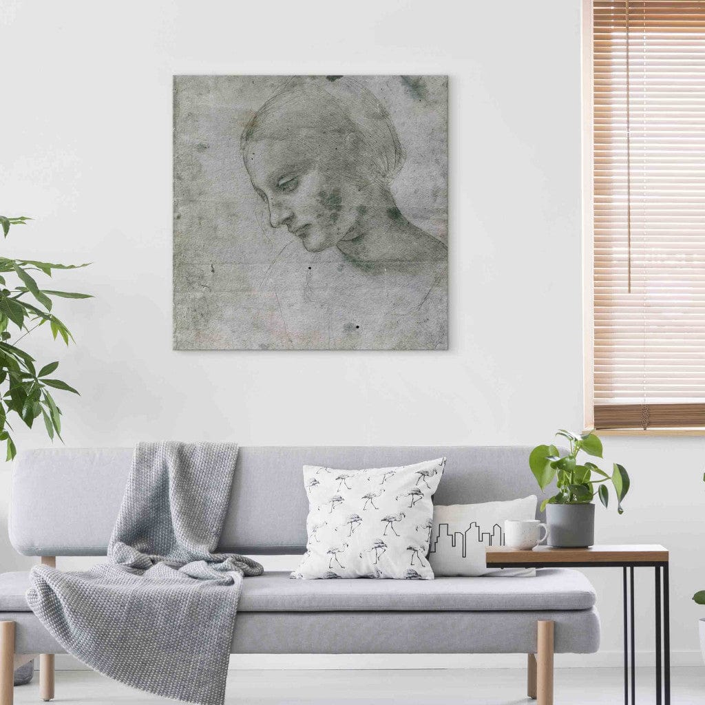 Gleznas reprodukcija - Leonardo da Vinci - Head of a Young Woman or Head of the Virgin G-ART