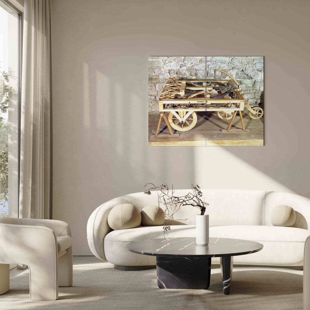 Gleznas reprodukcija - Leonardo da Vinci - Model of a car driven by springs, made from one of Leonardo's drawings G-ART