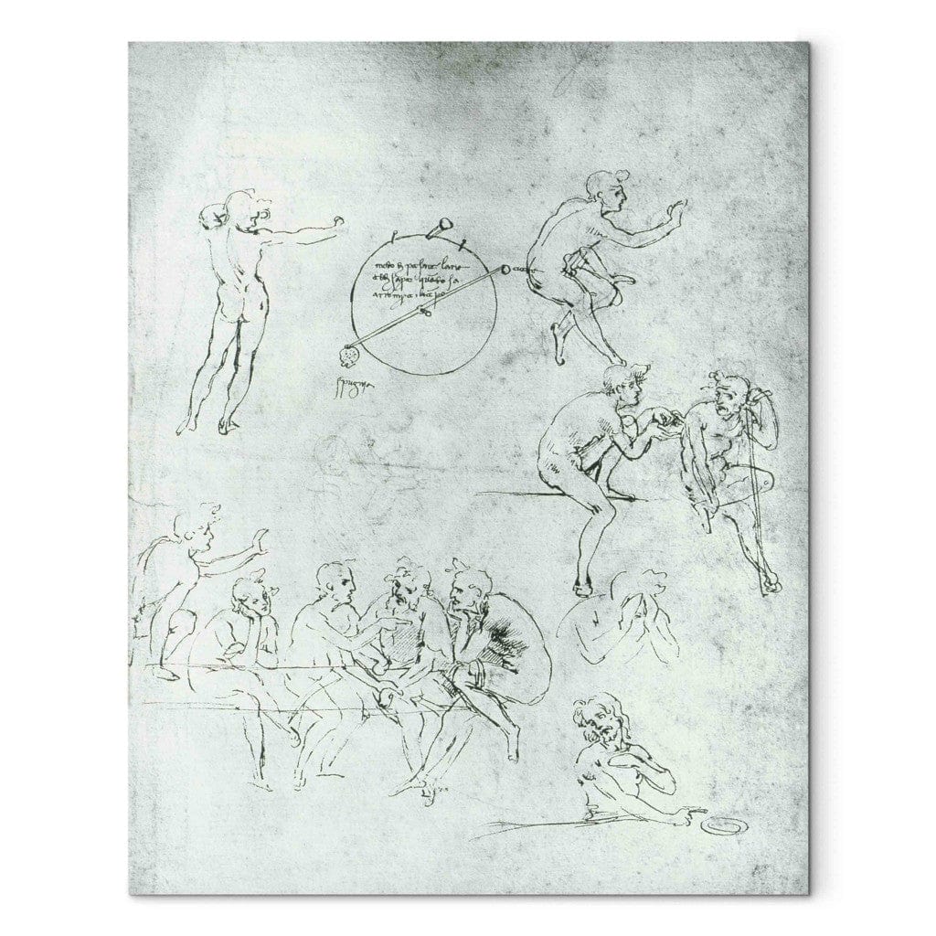 Gleznas reprodukcija - Leonardo da Vinci - Study of figures for 'The Adoration of the Magi' G-ART