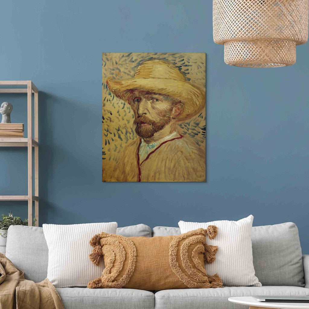 Gleznas reprodukcija - Vincent van Gogh - Self portrait with straw hat and artist's smock G-ART