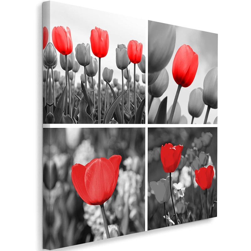 Kanva - A Set Of Red Tulips In Gray  Home Trends DECO