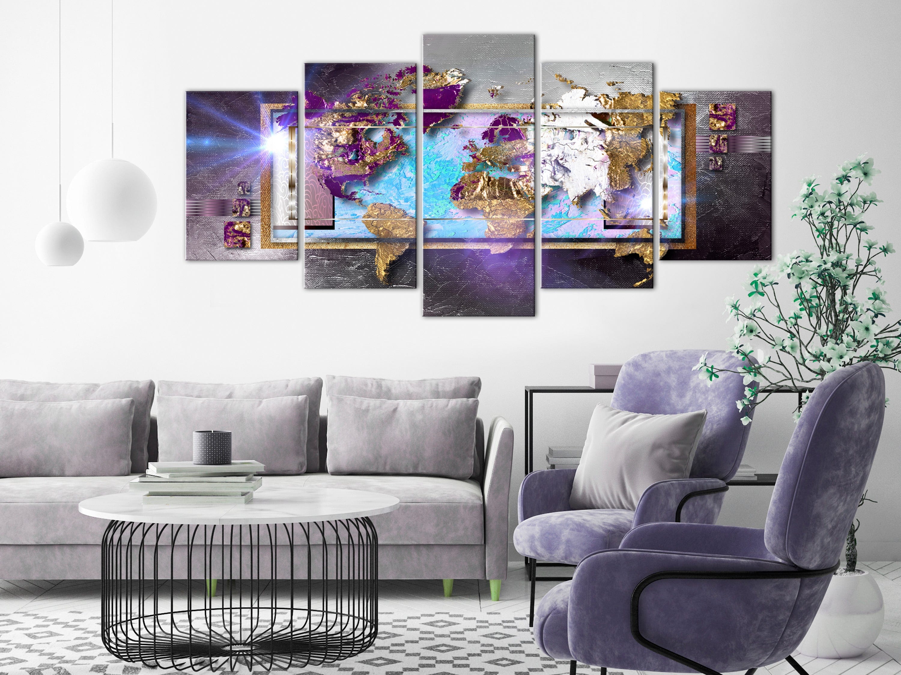 Glezna - Abstract Map (5 Parts) Wide Home Trends