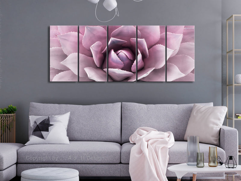 Glezna - Agave (5 daļas) Šaura, rozā krāsa Home Trends