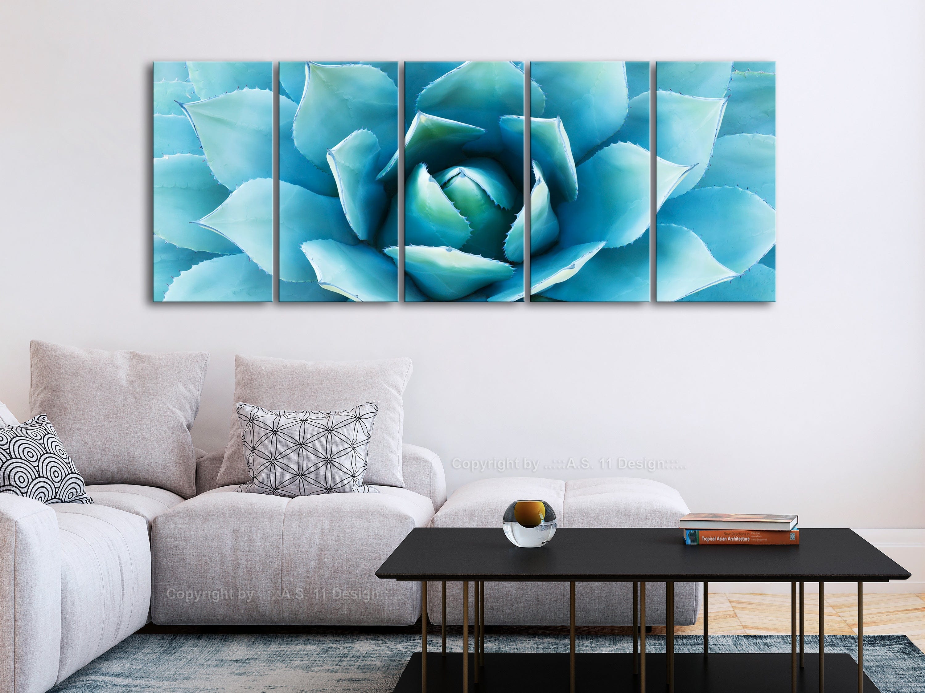 Glezna - Agave (5 Parts) Narrow Blue Home Trends