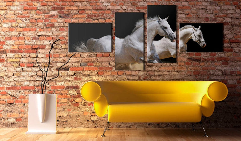 Glezna - Animal world- white horses galloping Home Trends