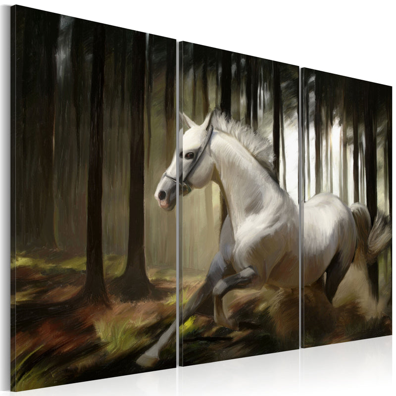 Glezna ar dabas tematiku - Balts zirgs starp kokiem Home Trends