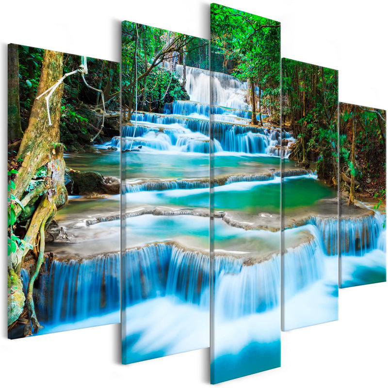 Glezna ar dabas tematiku - Kanchanaburi ūdenskritums (5 daļas) Plata 225x100 Home Trends