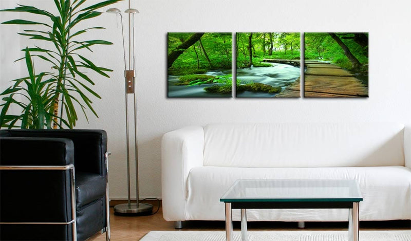 Glezna ar dabas tematiku - Meža platleja - triptihs 120x40 Home Trends