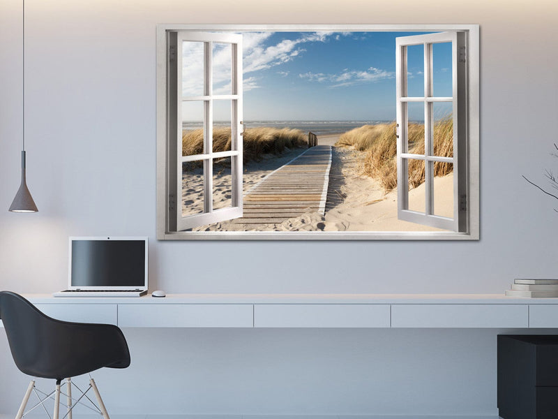 Glezna ar jūras skatu - Skats no loga uz pludmali Home Trends