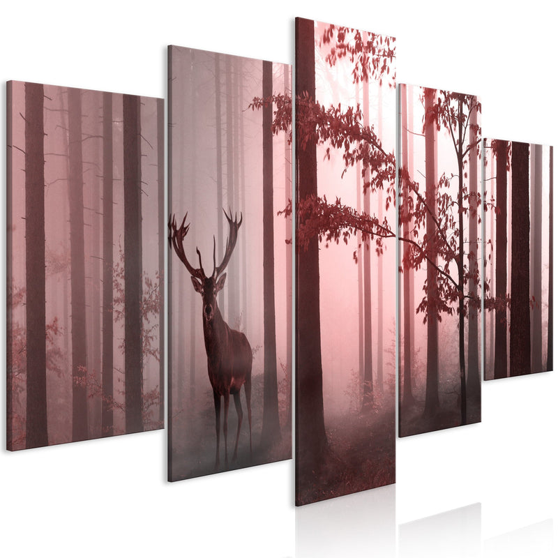 Glezna ar meža motīvu - Rīts (5 daļas) plata, rozā krāsā Home Trends