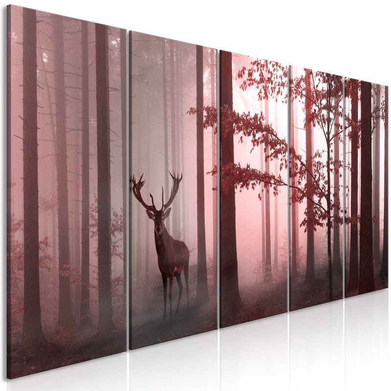 Glezna ar meža motīvu - Rīts (5 daļas) šaura, rozā krāsā Home Trends