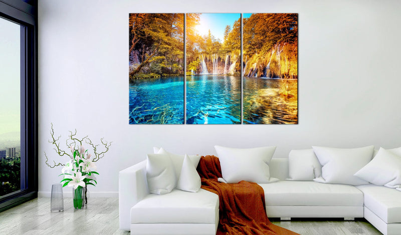Glezna ar meža motīvu - Saulainā meža ūdenskritumi Home Trends