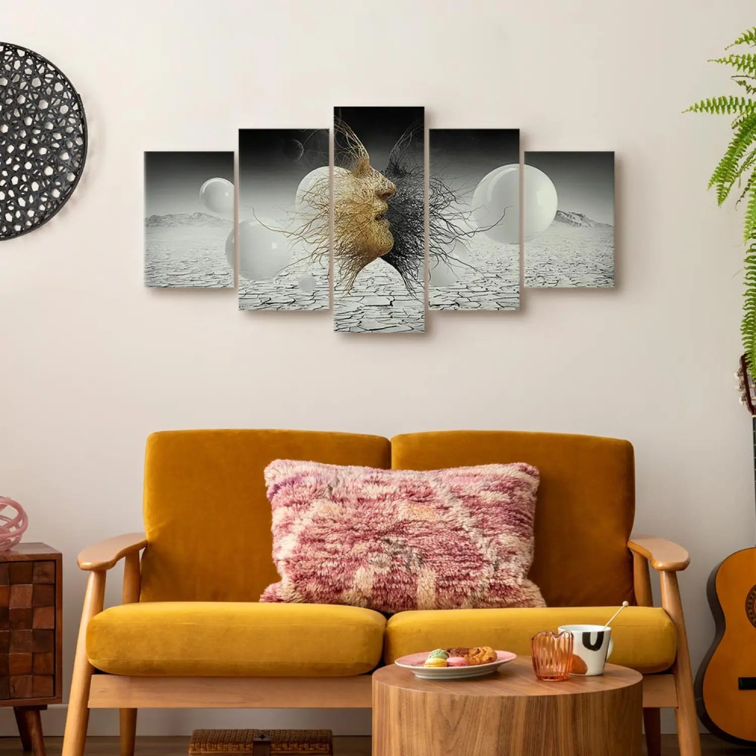 Kanva - Austās sejas (5 daļas), pelēkos toņos, 108294 Home Trends