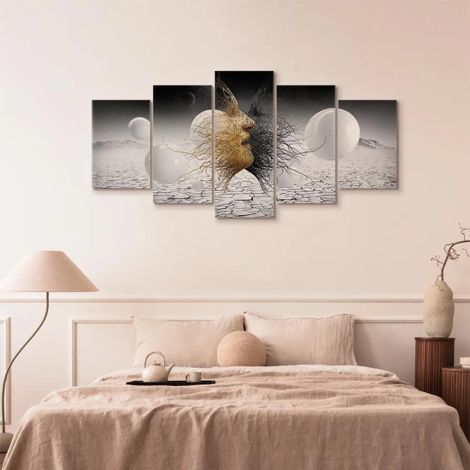 Kanva - Austās sejas (5 daļas), pelēkos toņos, 108294 Home Trends