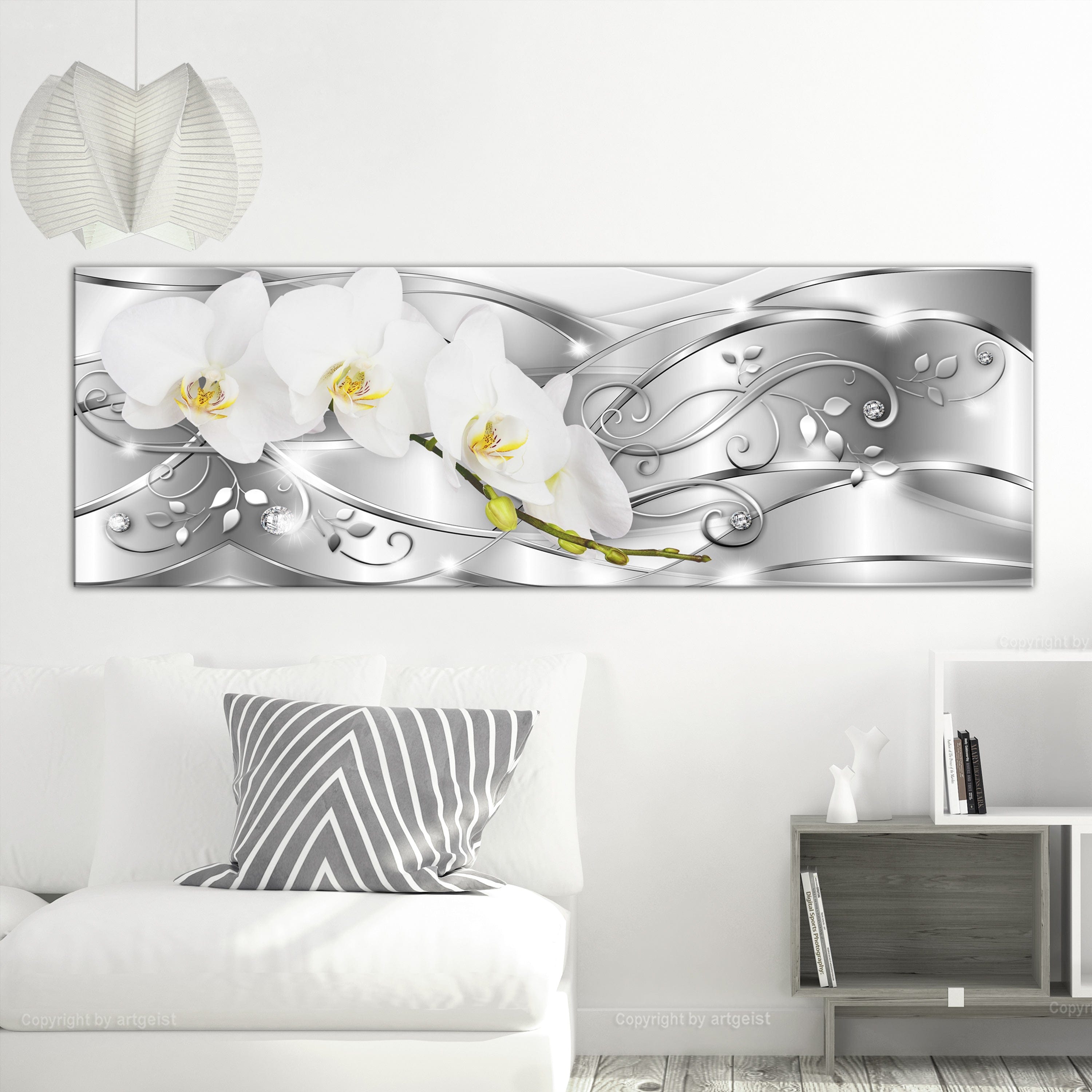 Glezna - Baltas orhidejas uz sudraba fona (1 daļa) Home Trends