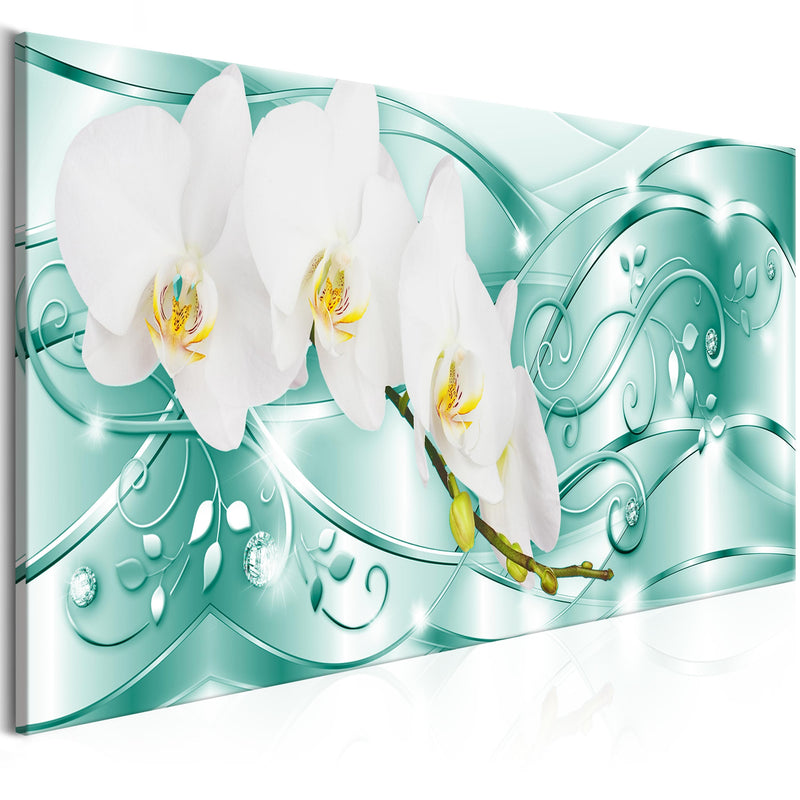 Glezna - Baltas orhidejas uz zilganzaļa fona (1 daļa) Home Trends