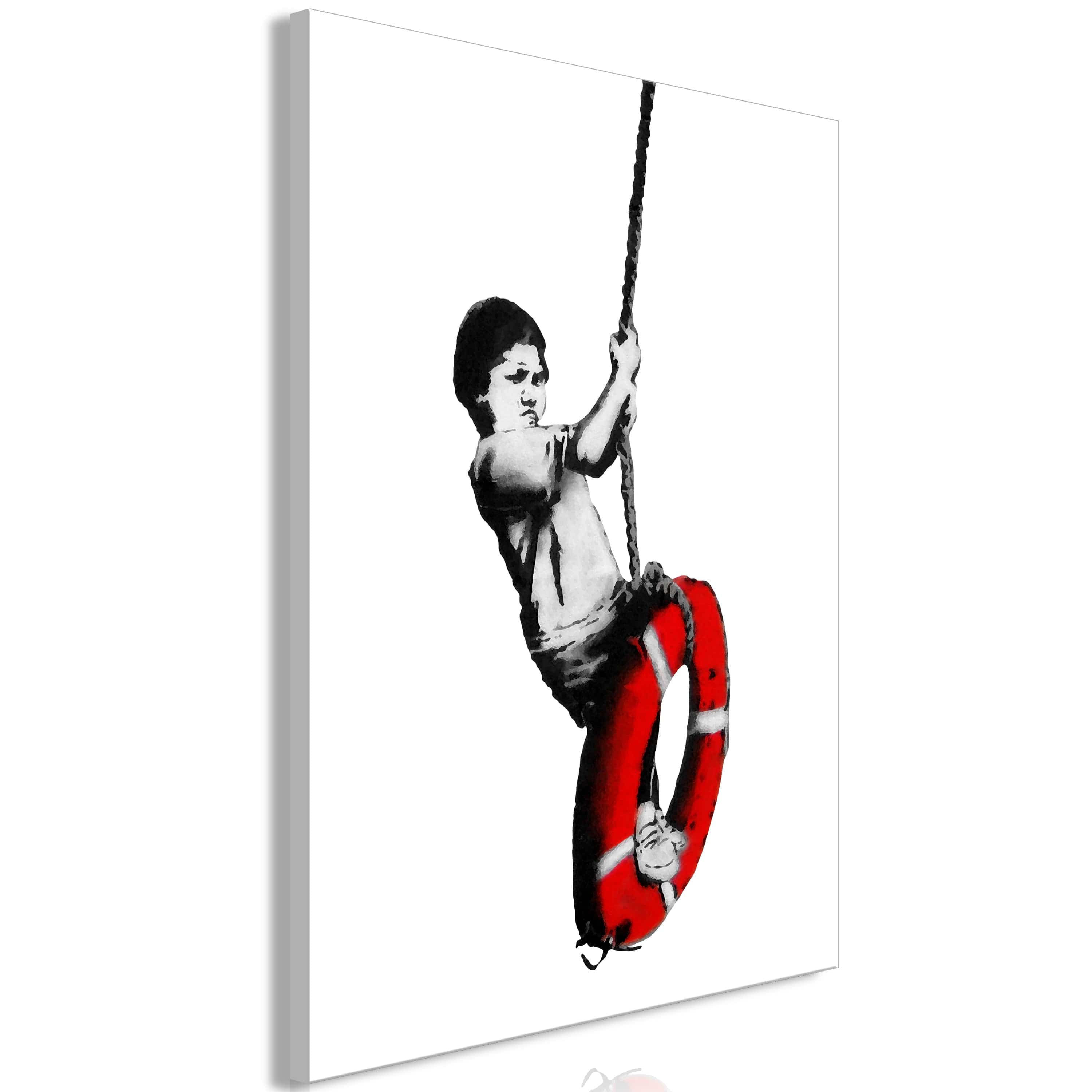 Glezna - Banksy_ Boy on Rope (1 Part) Vertical Home Trends