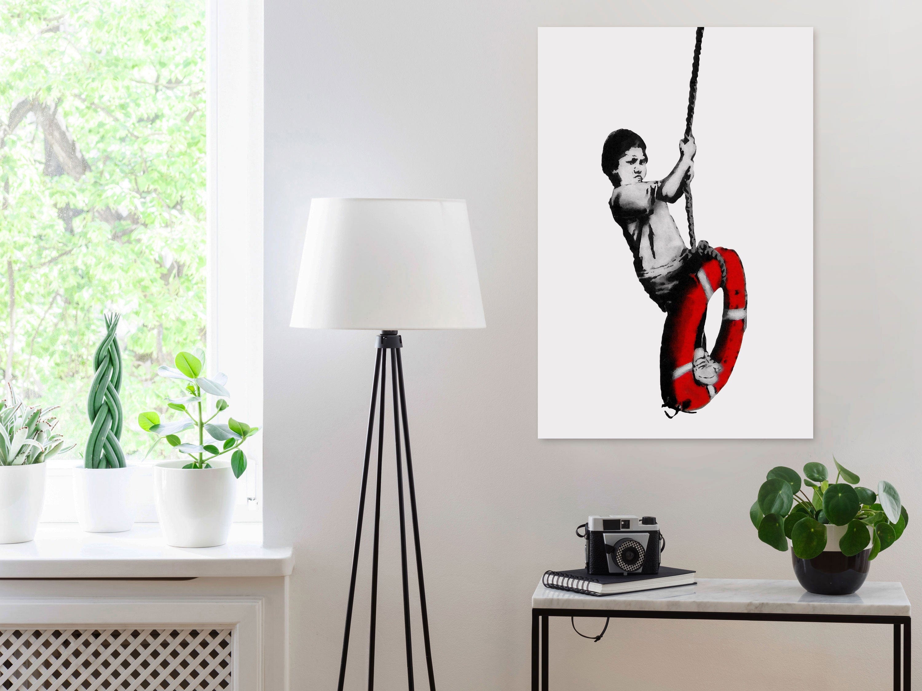 Glezna - Banksy_ Boy on Rope (1 Part) Vertical Home Trends