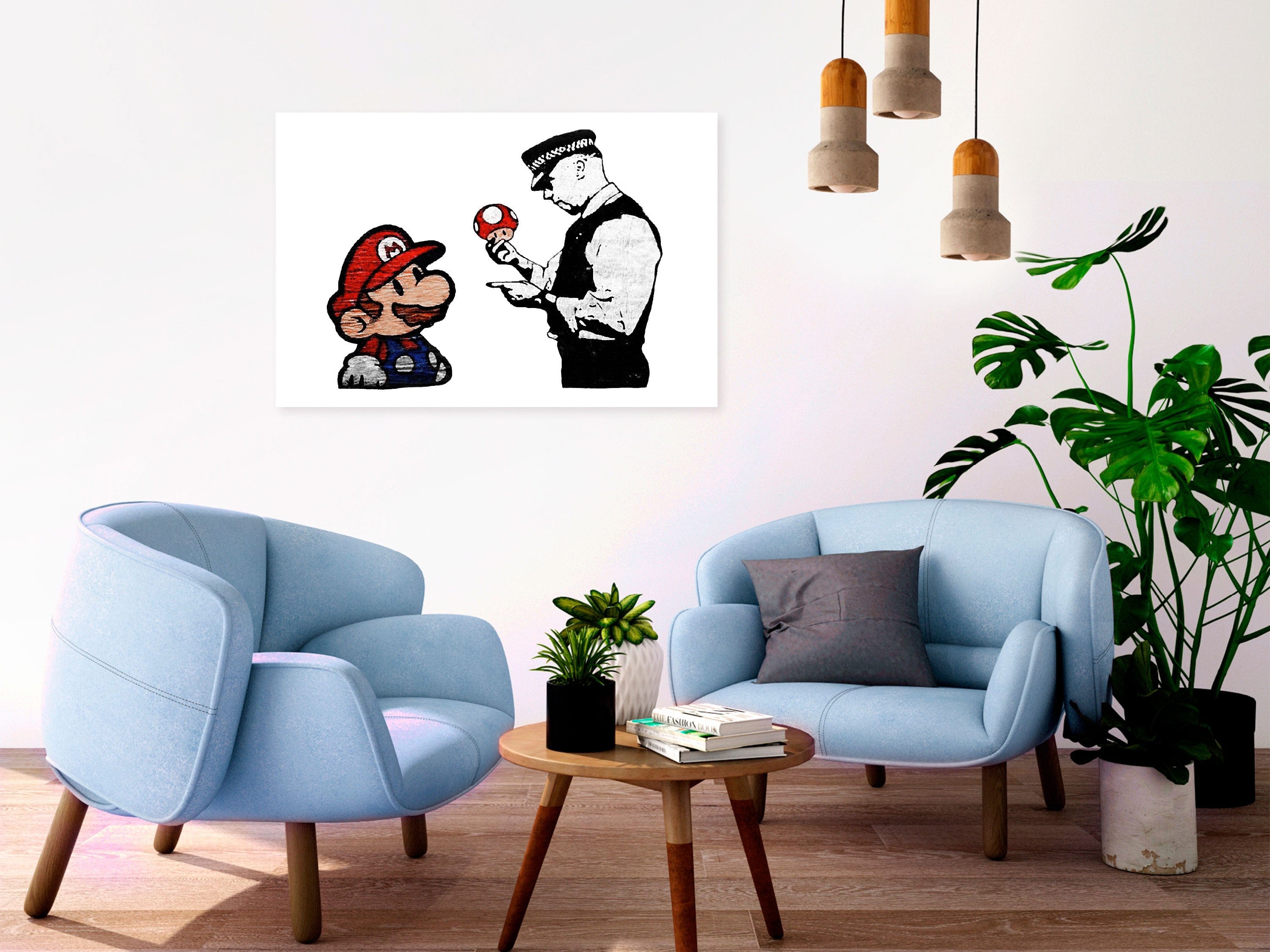 Glezna - Banksy_ Mushroom Picker (1 Part) Wide Home Trends