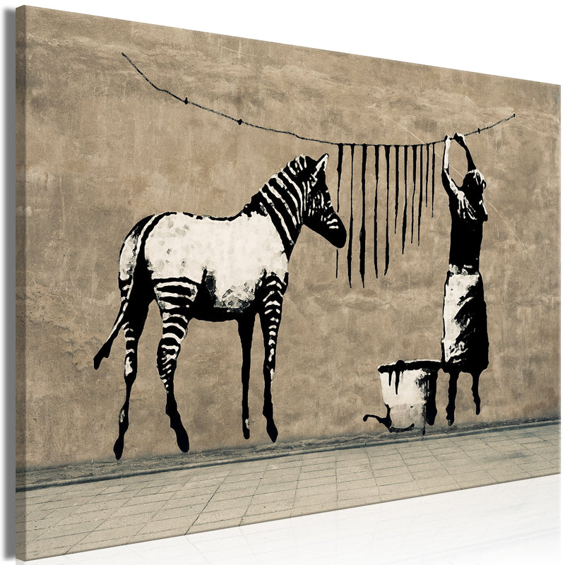 Kanva - Banksy_ Washing Zebra on Concrete (1 Part) Wide Home Trends