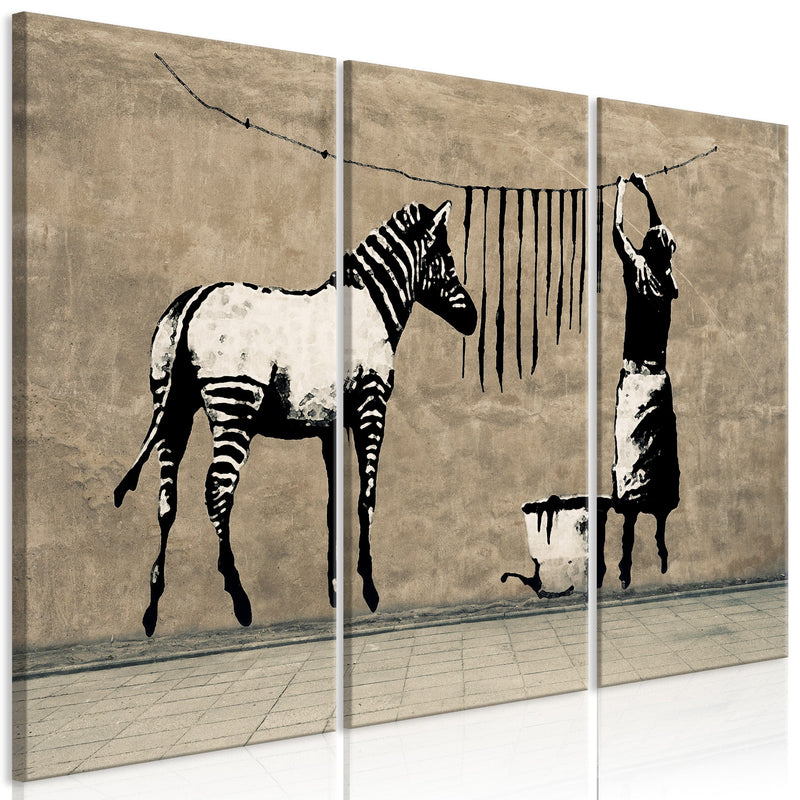 Glezna - Banksy_ Washing Zebra on Concrete (3 Parts) Home Trends