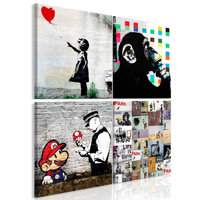 Glezna - Banksy Collage (4 Parts) Home Trends