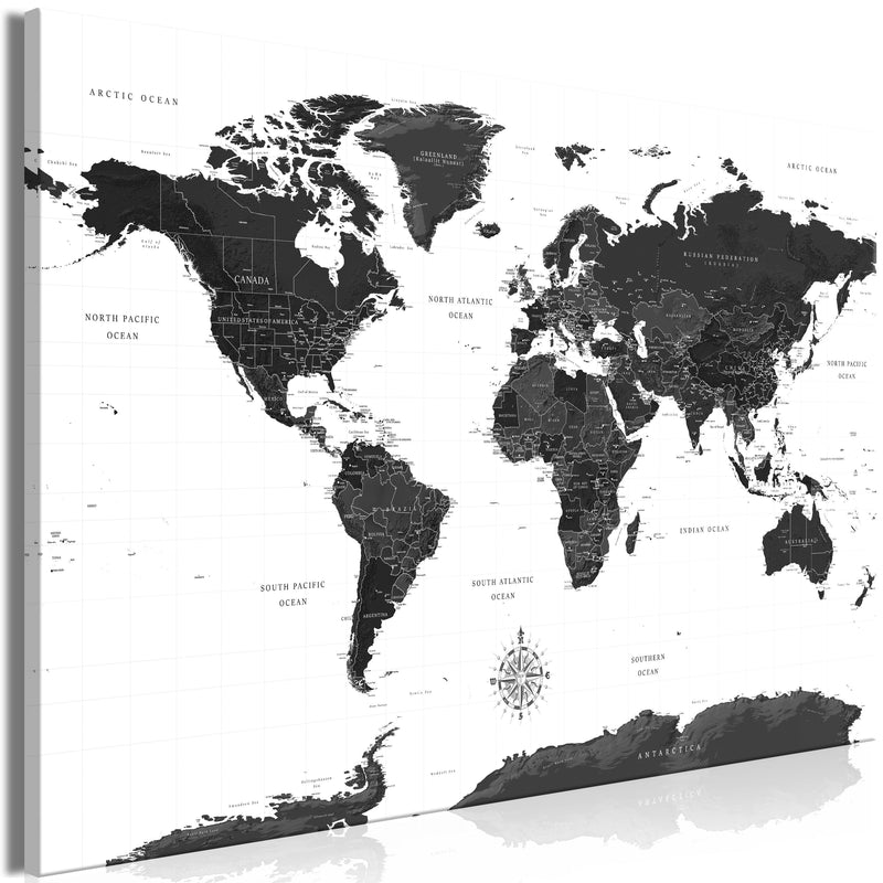 Kanva - Black and White Map (1 Part) Wide Home Trends