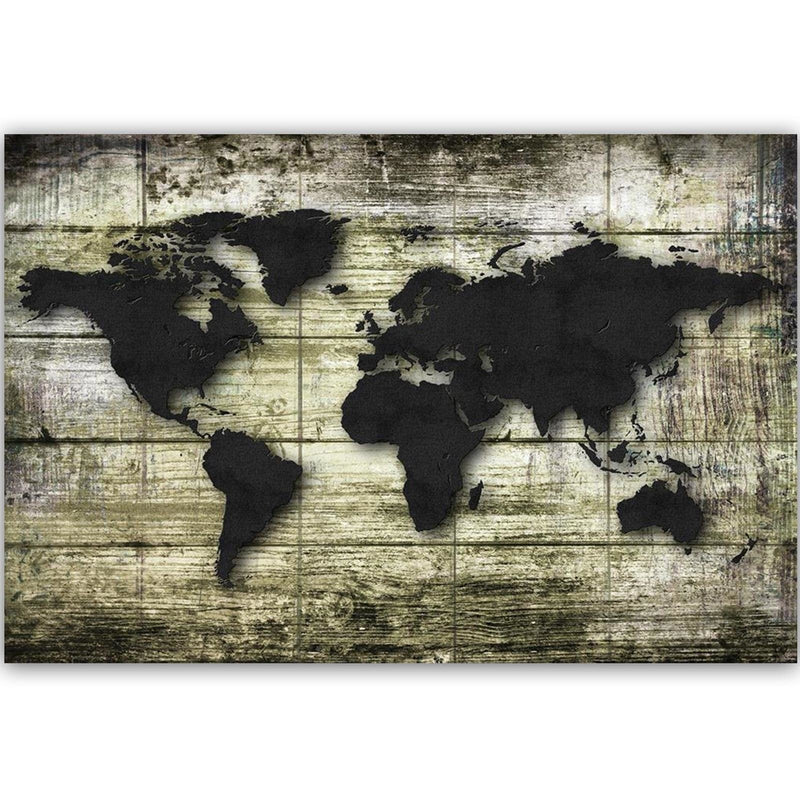 Kanva - Black World Map On The Boards  Home Trends DECO