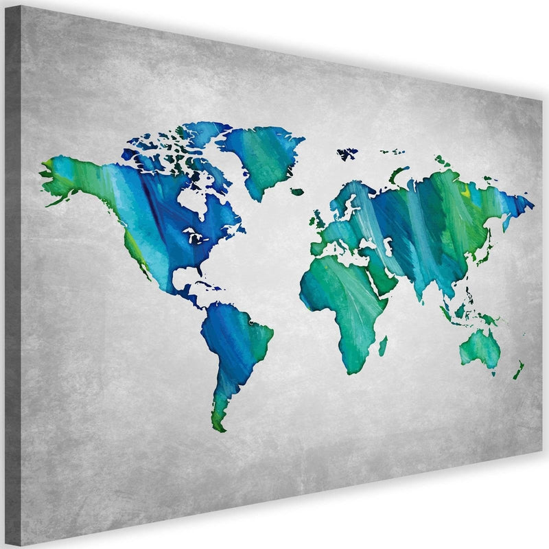 Kanva - Blue-Green World Map  Home Trends DECO