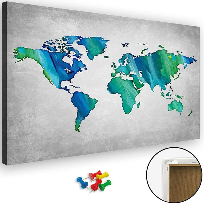 Kanva - Blue-Green World Map  Home Trends DECO