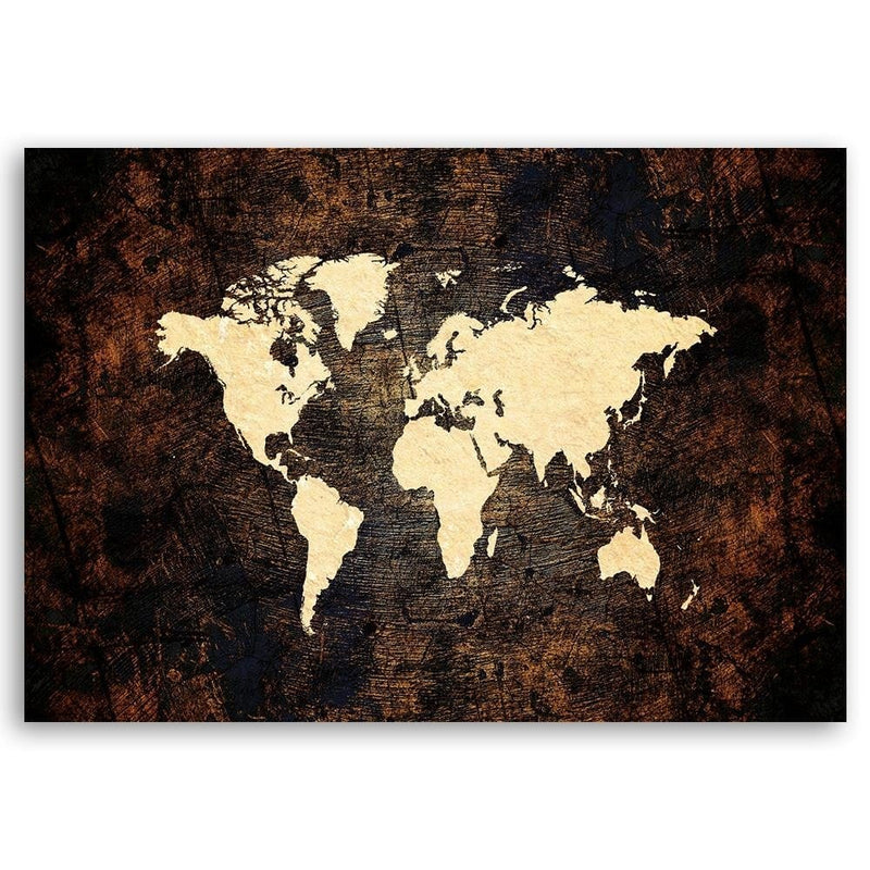 Kanva - Brown Map Of The World  Home Trends