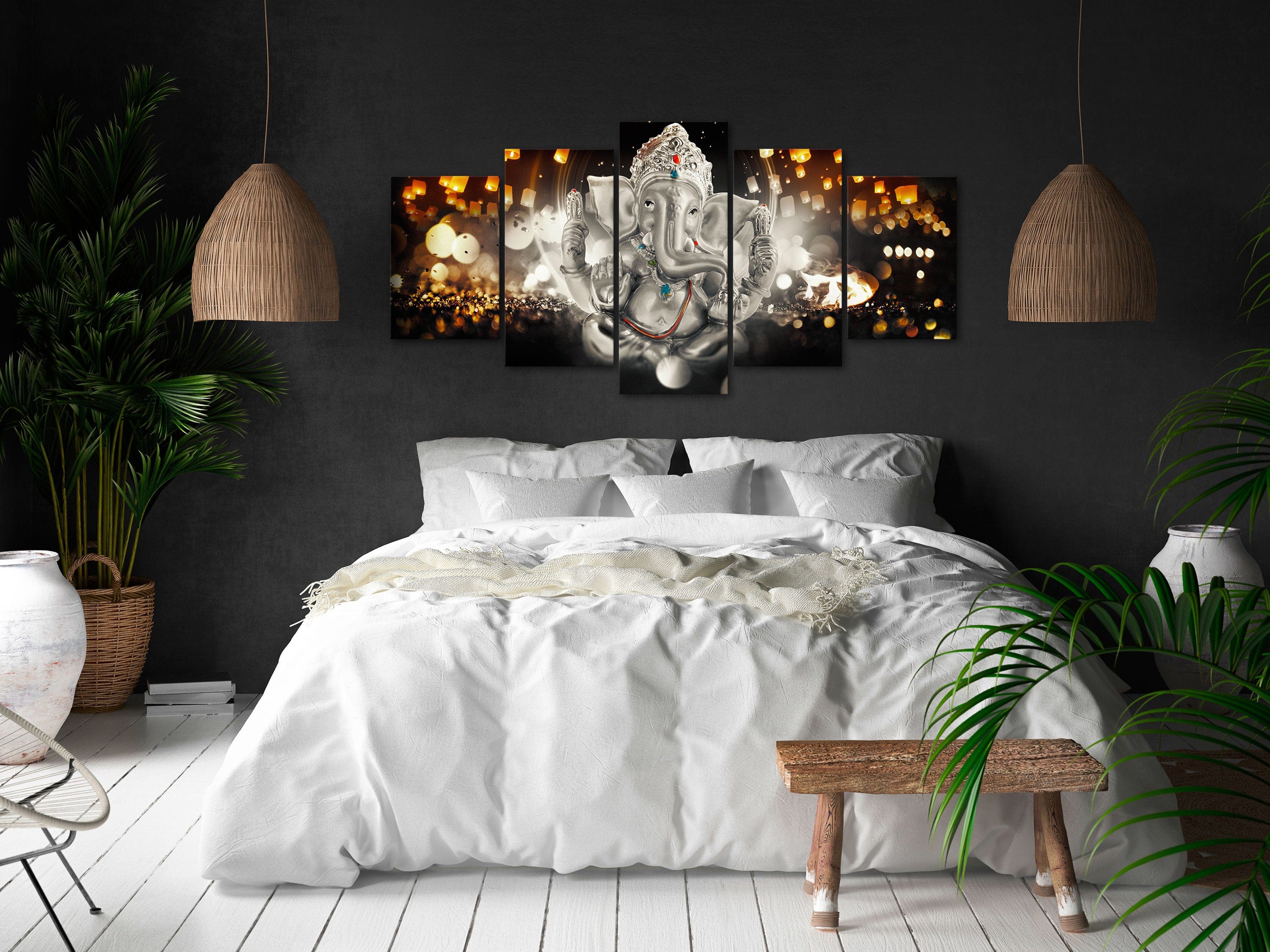 Glezna - Buddha's Philosophy (5 Parts) Silver Wide Home Trends