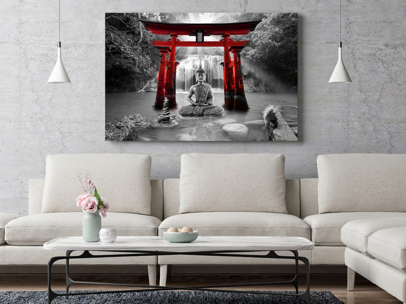 Glezna - Buddha Smile (1 Part) Wide Red Home Trends