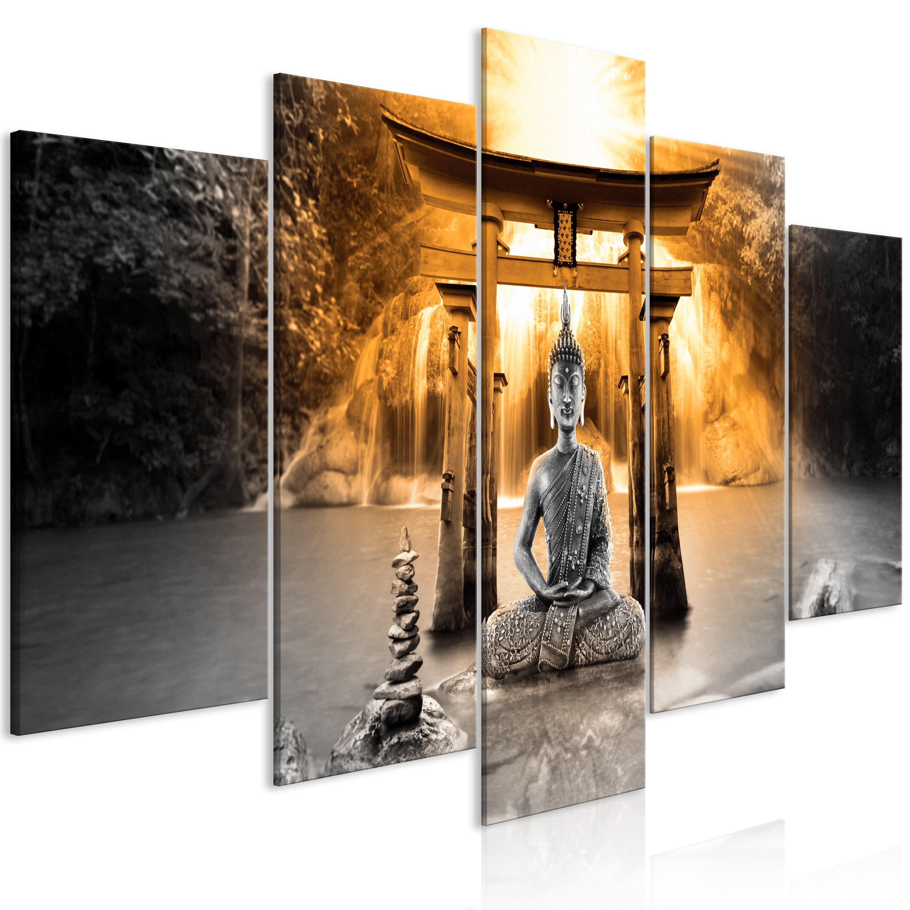 Glezna - Buddha Smile (5 Parts) Wide Orange Home Trends