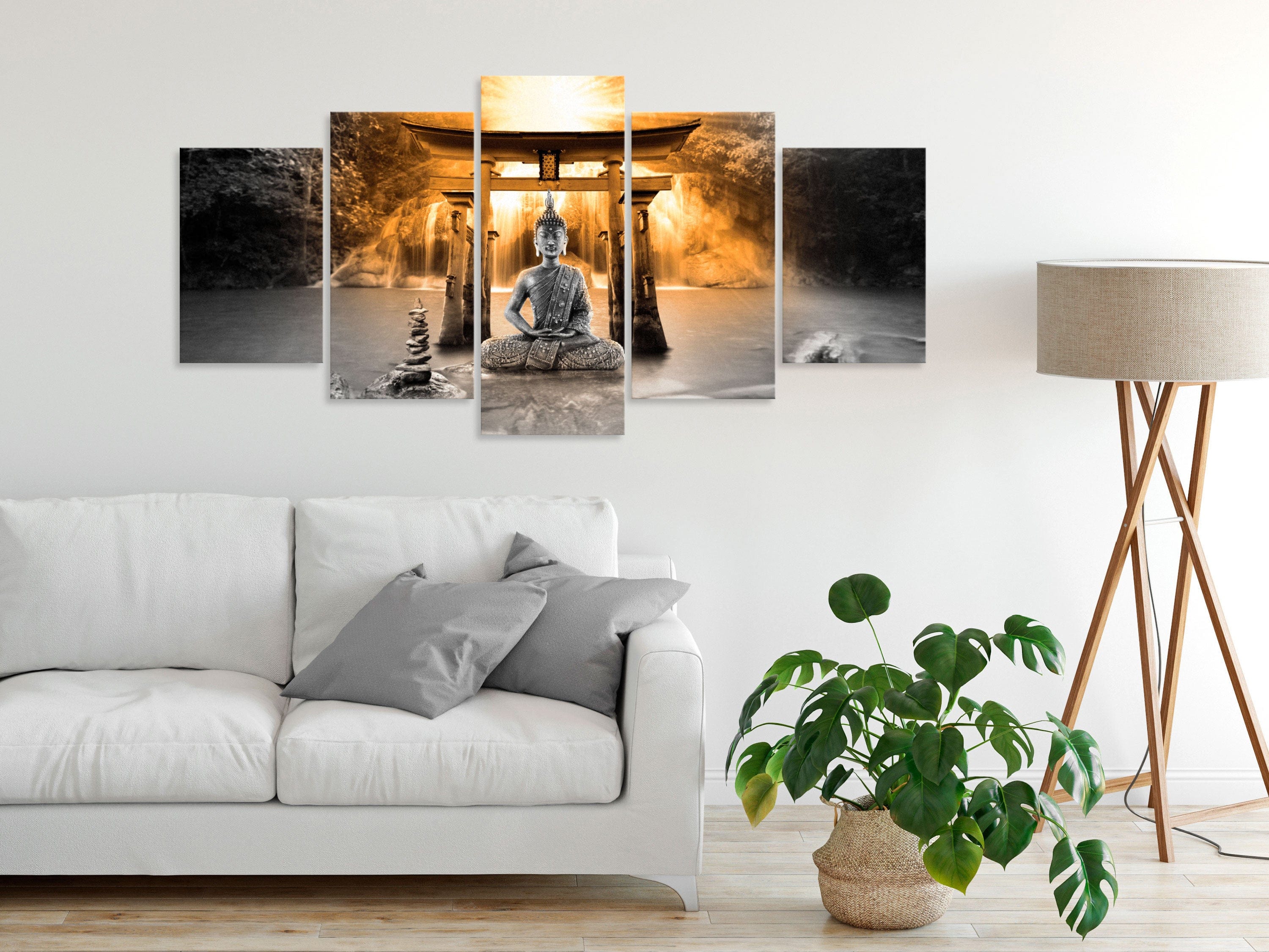 Glezna - Buddha Smile (5 Parts) Wide Orange Home Trends