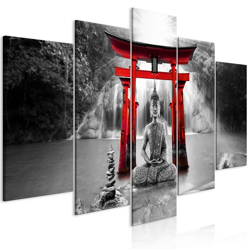Glezna - Buddha Smile (5 Parts) Wide Red Home Trends