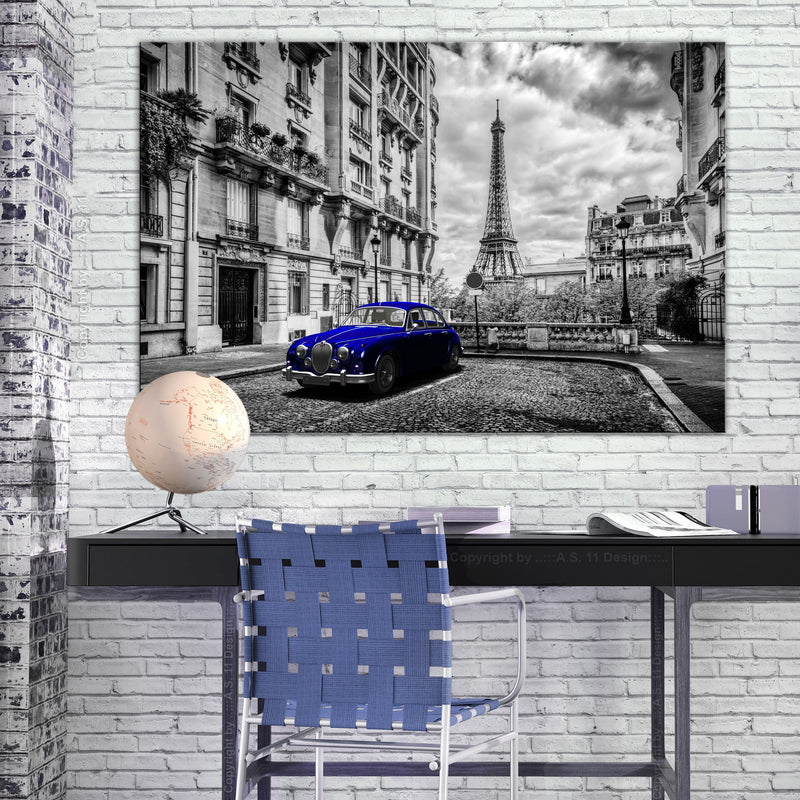 Glezna - Car in Paris (1 Part) Blue Wide Home Trends