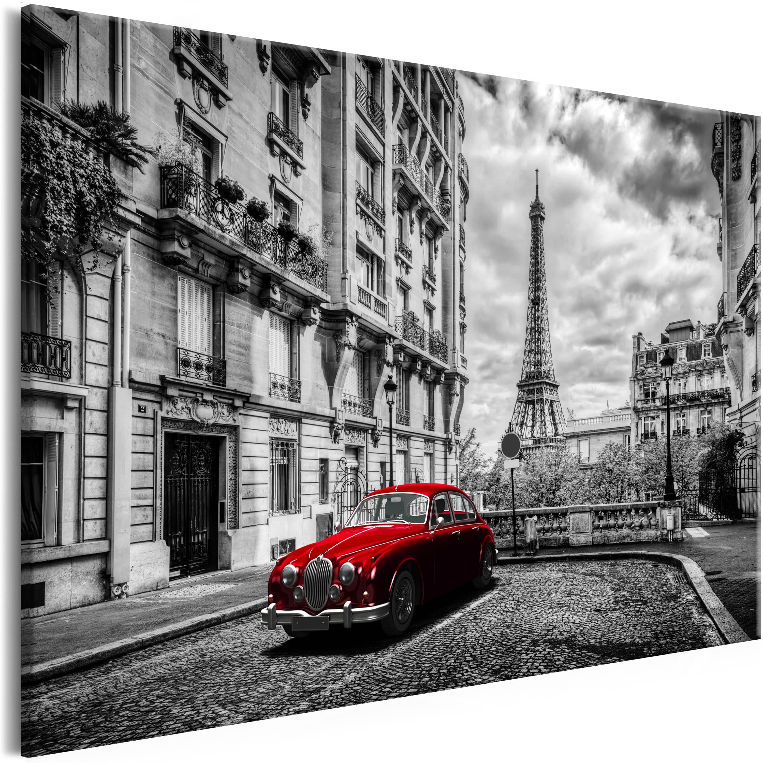 Glezna - Car in Paris (1 Part) Red Wide Home Trends