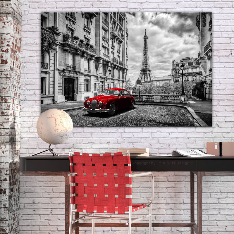 Glezna - Car in Paris (1 Part) Red Wide Home Trends